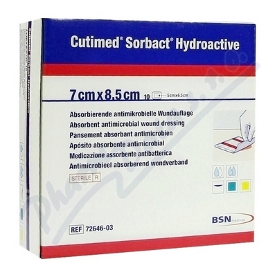Cutimed Sorbact Hydro antimik.krytí 7x8.5cm 10ks
