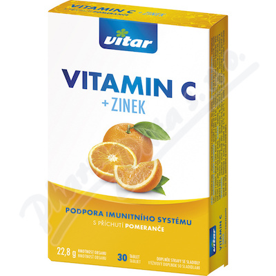 Vitar Vitamin C+zinek pomeranč tbl.30