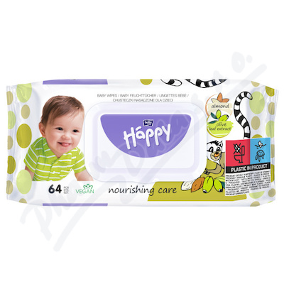 Happy vlhčené ubrousky mandle&olivy 64ks