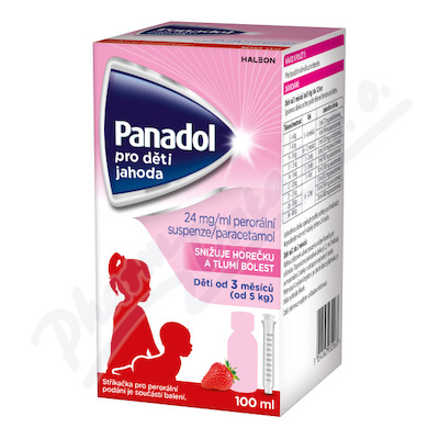 Panadol pro děti Jahoda 24mg/ml por.sus.100ml+stř.