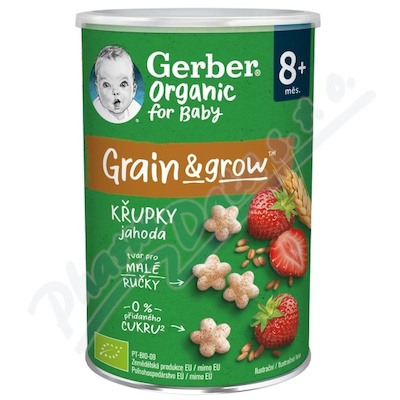 Gerber Pšeničné křupky jahoda BIO 35g 8m+