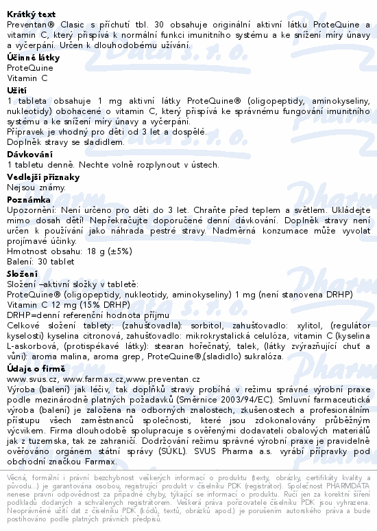 Preventan Clasic s příchutí tbl.30