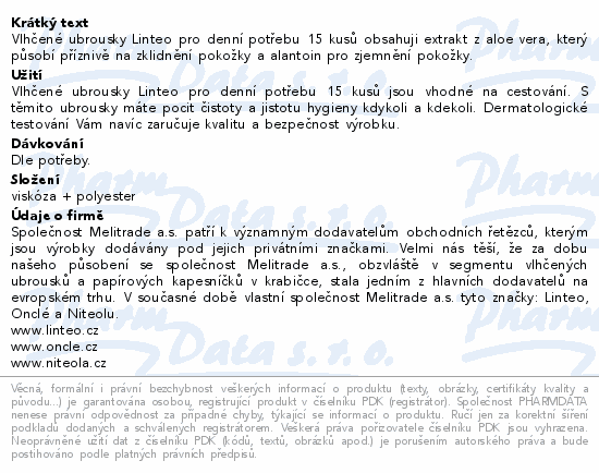 Linteo Vlhčené ubrousky pro denní potřebu 15ks