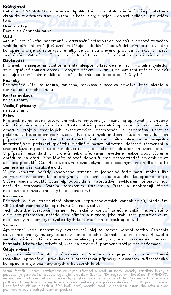 CutisHelp CANNABIOX E aktivní krém 50ml