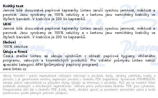 Linteo Papírové kapesníky 2vrstvé box 200ks