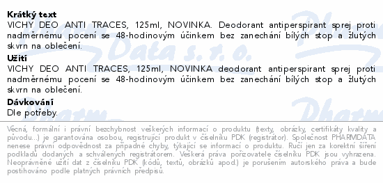 VICHY DEO Sprej proti proti skvrnám 125ml