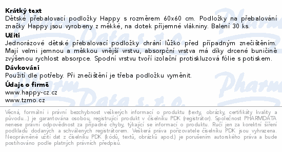 Happy přebalovací podložky 60x60cm 30ks