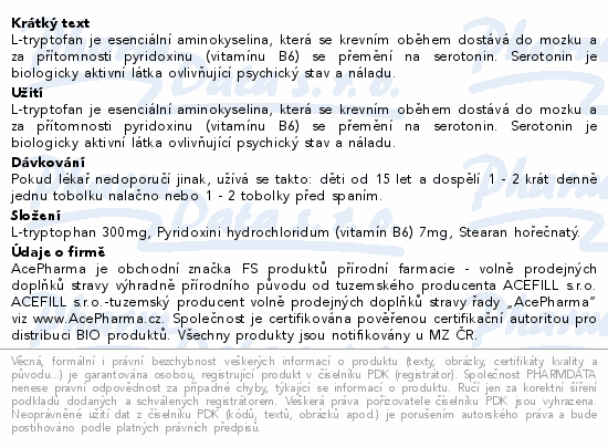 AcePharma L-tryptofan B6 tob.60