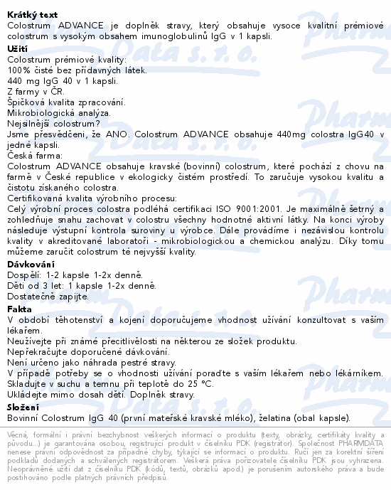 ADVANCE Colostrum 440mg IgG40 cps.90