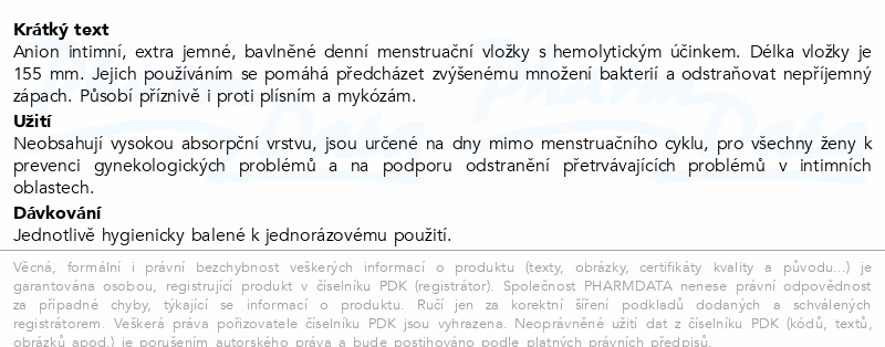 ANION intimní hygienické vložky 40ks