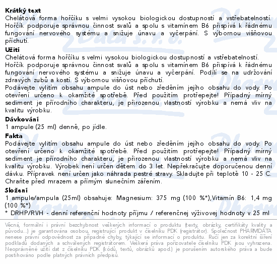 Magnesium Chelate+B6 cherry ampule 10x25ml