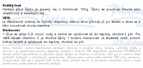 HERBEX Šípek plod čaj sypaný 100g