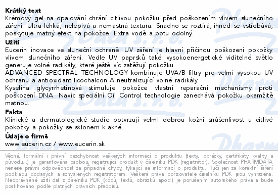 Eucerin SUN opal.krém.gel Dry Touch SPF50+200ml