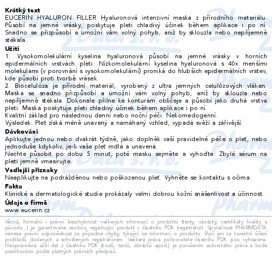 Eucerin HYALURON-FILLER intenzivní maska 1ks