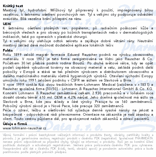 Tyl mastný Lomatuell H sterilní 10x30cm 10ks