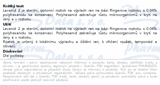 Lavanid 2 Ringer.roztok s 0.04% polyhexan.1x1000ml