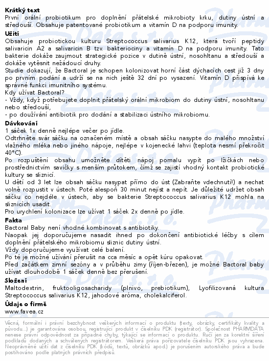 Favea Bactoral Baby s vitamínem D 30x1.5g