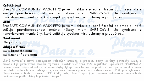 BreaSAFE COMMUNITY MASK FFP2 bílá L 5ks