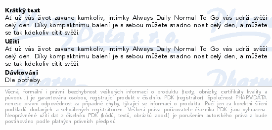 Always Daily Normal Fresh Normal intimky 20ks
