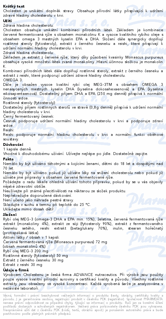 ADVANCE Cholesten cholesterol cps.60