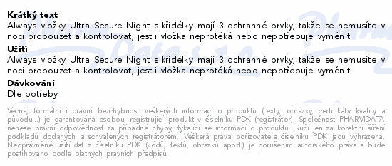 Always Ultra Secure Night 4 vložky 24ks