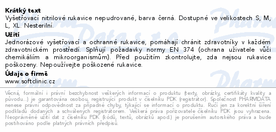 SOFTCLINIC Nitril ruk.vyšetř.nepudr.černé M 100ks