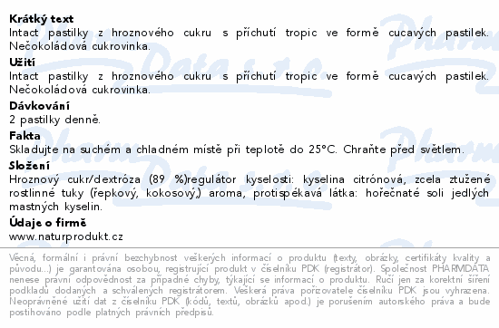 Intact hroznový cukr Tropic 40g