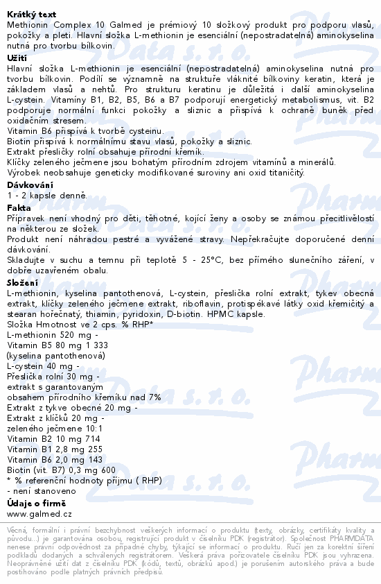 Methionin Complex 10 cps.60+10 Galmed