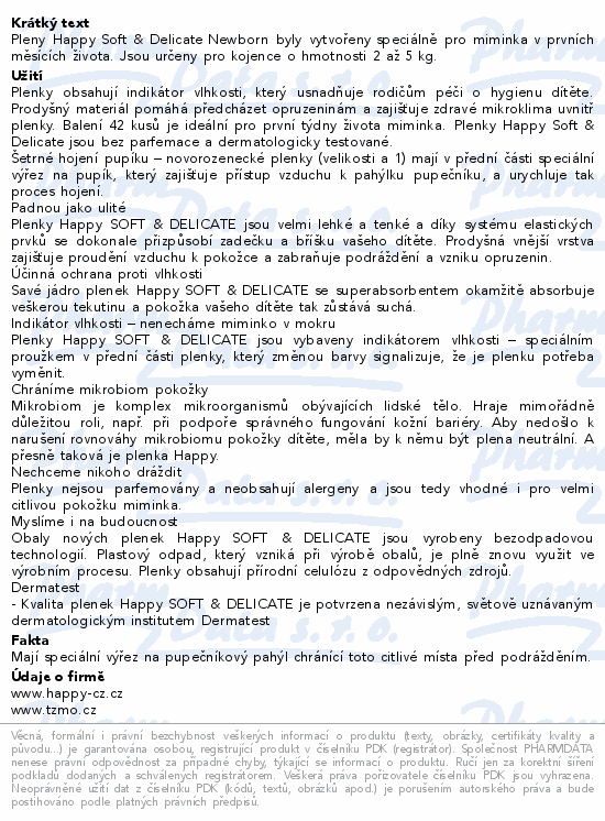 Happy Soft&Delicate 1 dětské pleny 2-5kg 42ks
