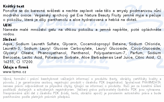 Eva Natura beauty fruity sprchový gel blue 400ml