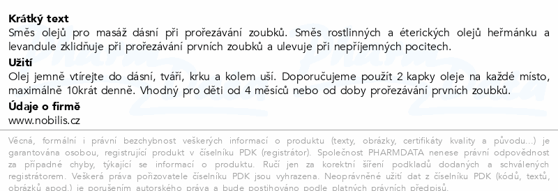 Nobilis Tilia Kojenecký olej zoubky Jakoubek 10ml