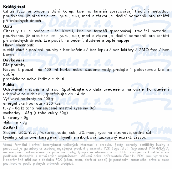 Dr.Natural YUZU Zázvor+med 1000g