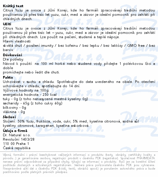 Dr.Natural YUZU Natural+med 580g