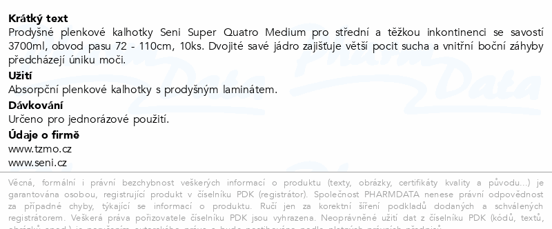 Seni Super Quatro inkon.plenkové kalhotky M 10ks