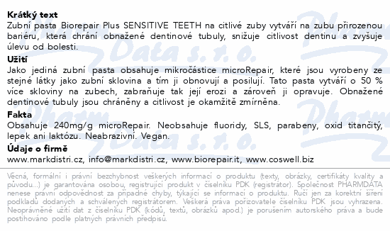 Biorepair Plus zubní pasta Sensitive Teeth 75ml