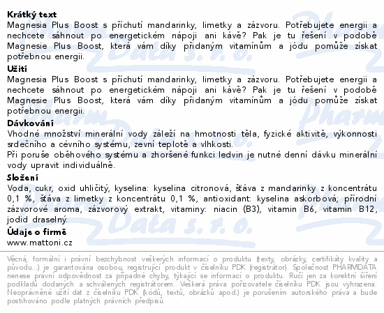 Magnesia Plus Boost mand.lim.zázv.jemn.perliv.0.7l
