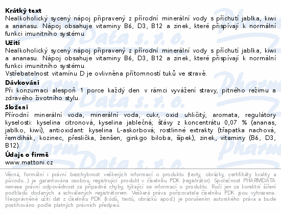 Mattoni Imuno jablko kiwi ananas jemn.perlivá 0.7l