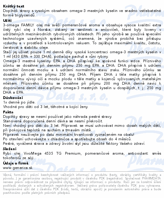 3-omega FAMILY olej 100ml Generica