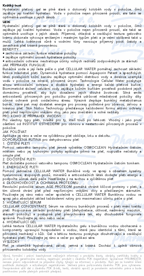 ESTHEDERM Eau Cellulaire hydratační gel 50ml