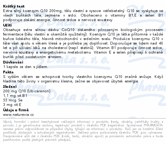 NatureVia Koenzym Q10 cardio 200mg cps.60