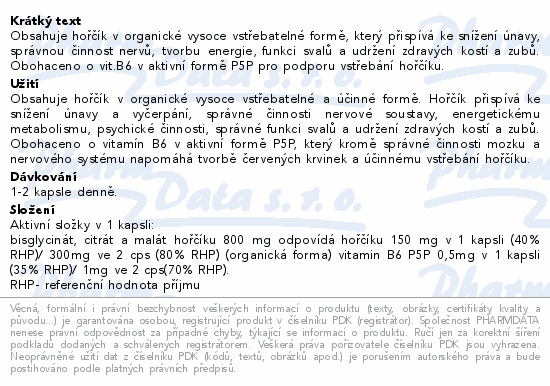 NatureVia Magnesium Organic BCM 800mg +B6 cps.180