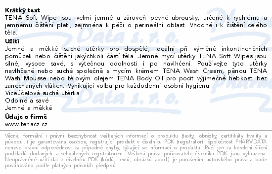 TENA Soft Wipe jemná utěrka 135ks 740710