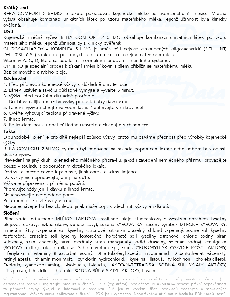 BEBA COMFORT 2 5HMO pokračovací kojen.mléko 500ml