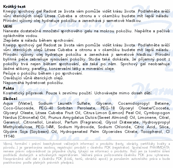 Kneipp Sprchový gel Lebensfreude 75ml