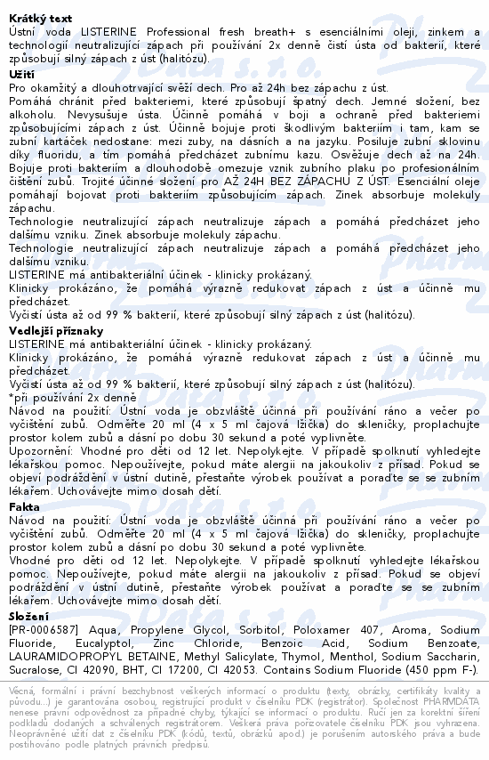 LISTERINE Professional fresh breath+ 500ml