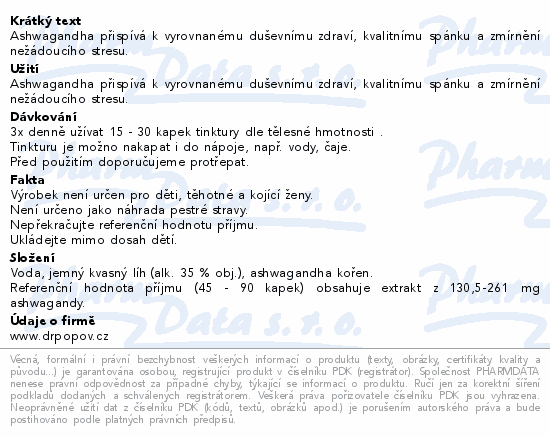 Dr.Popov Kapky bylinné Ashwagandha100ml