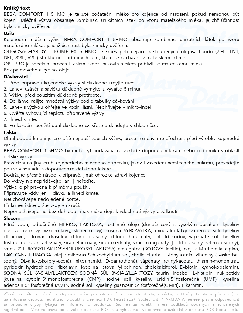 BEBA COMFORT 1 5HMO počáteční kojen.mléko 500ml