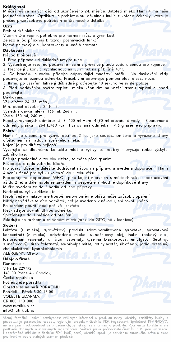 Hami 4 batolecí mléko 600g