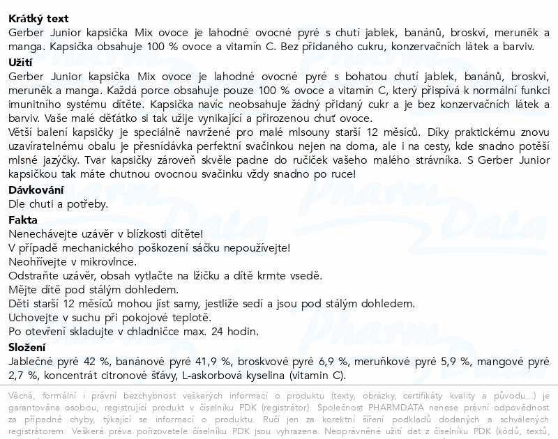Gerber Junior Mix ovoce kapsička 110g 12m+