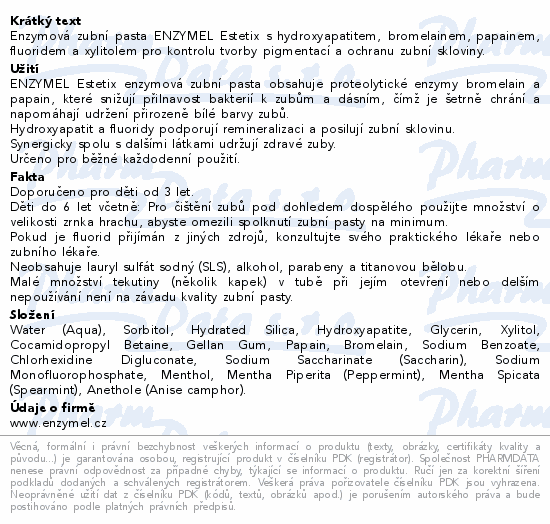 ENZYMEL Estetix enzymová zubní pasta 75ml